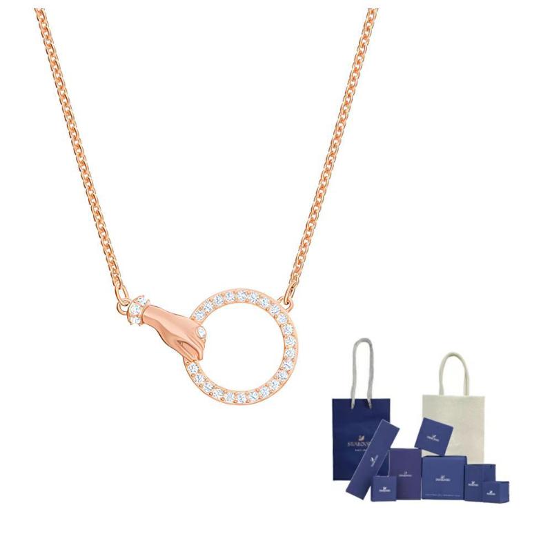 Swarovski Symbolica Faux Crystal Stone, Rose Gold Plated Necklaces Womens Rose Gold F-Original Brand Box And Bag
