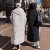 Winter New Black Couple Long to Foot Naked Cotton Clothing Men's and Women's Middle School Cotton Clothing Jacket