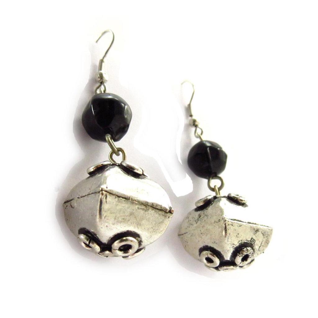 Les Trésors De Lily [J6773] - Designer Earrings 'Kilimanjaro' Black Silver