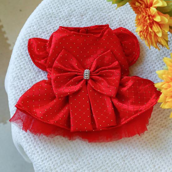 

Платье для домашних животных Yousheng, модное нарядное платье для собаки на свадьбу, с рюшами на рукавах и большим бантом, товары для домашних животных