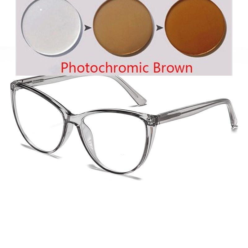 Big Frame Anti Blue Rays Cat Eye Nearsighted Glasses For Women TR90 Spring Leg Prescription Eyeglasses 0 -0.5 -0.75 To -6.0
