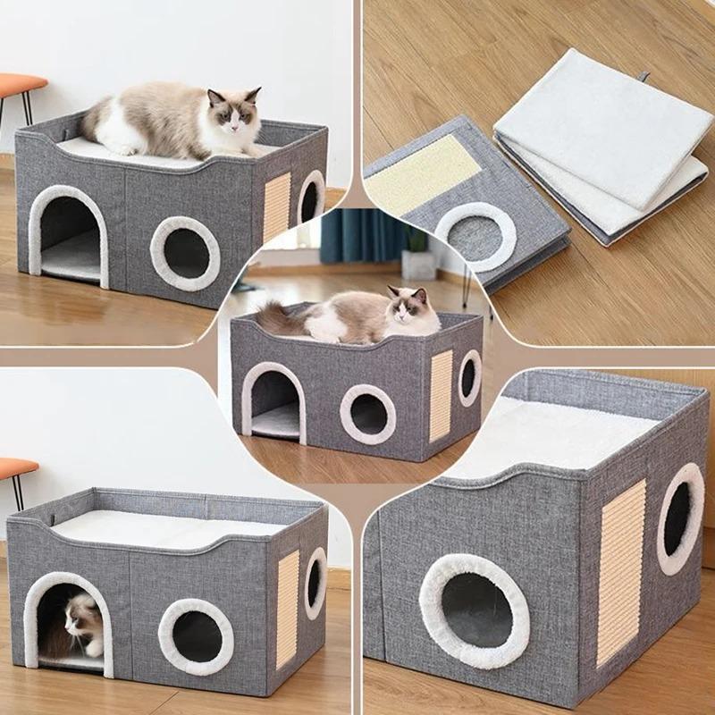 Cats Bed Warm Houses for Winter Pet Beds Things Basket Goods Dog Puppy Accessories Supplies Mat House Kitten Habitats Products