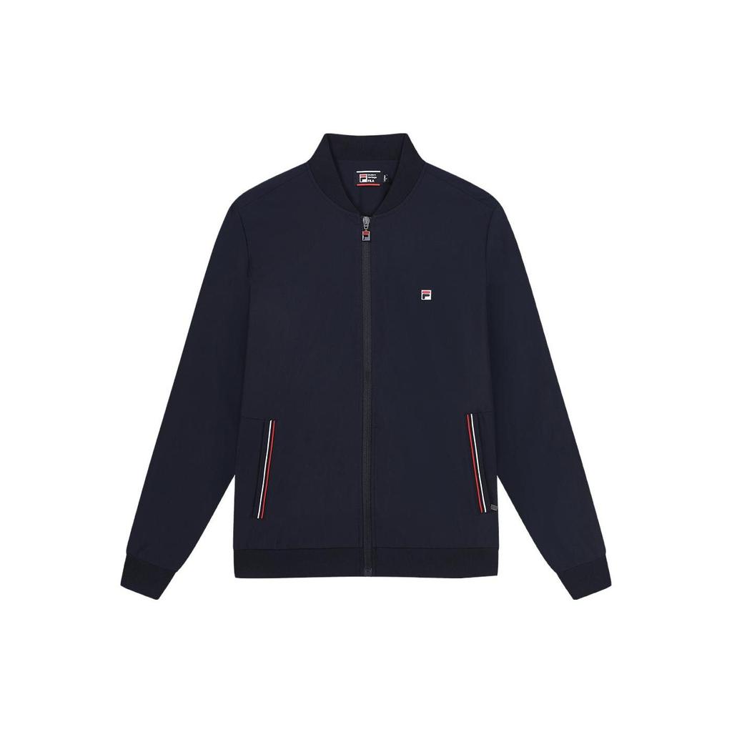 Fila Solid Color Logo Knit Jacket Men Jackets Legendary-Blue F11M331501ANV