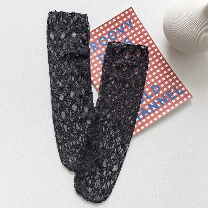 Women Kawaii Japanese Fashion Sock Retro Lace Floral Mesh Lolita Cute Socks Thin Middle Tube Girls Breathable Harajuku Socks