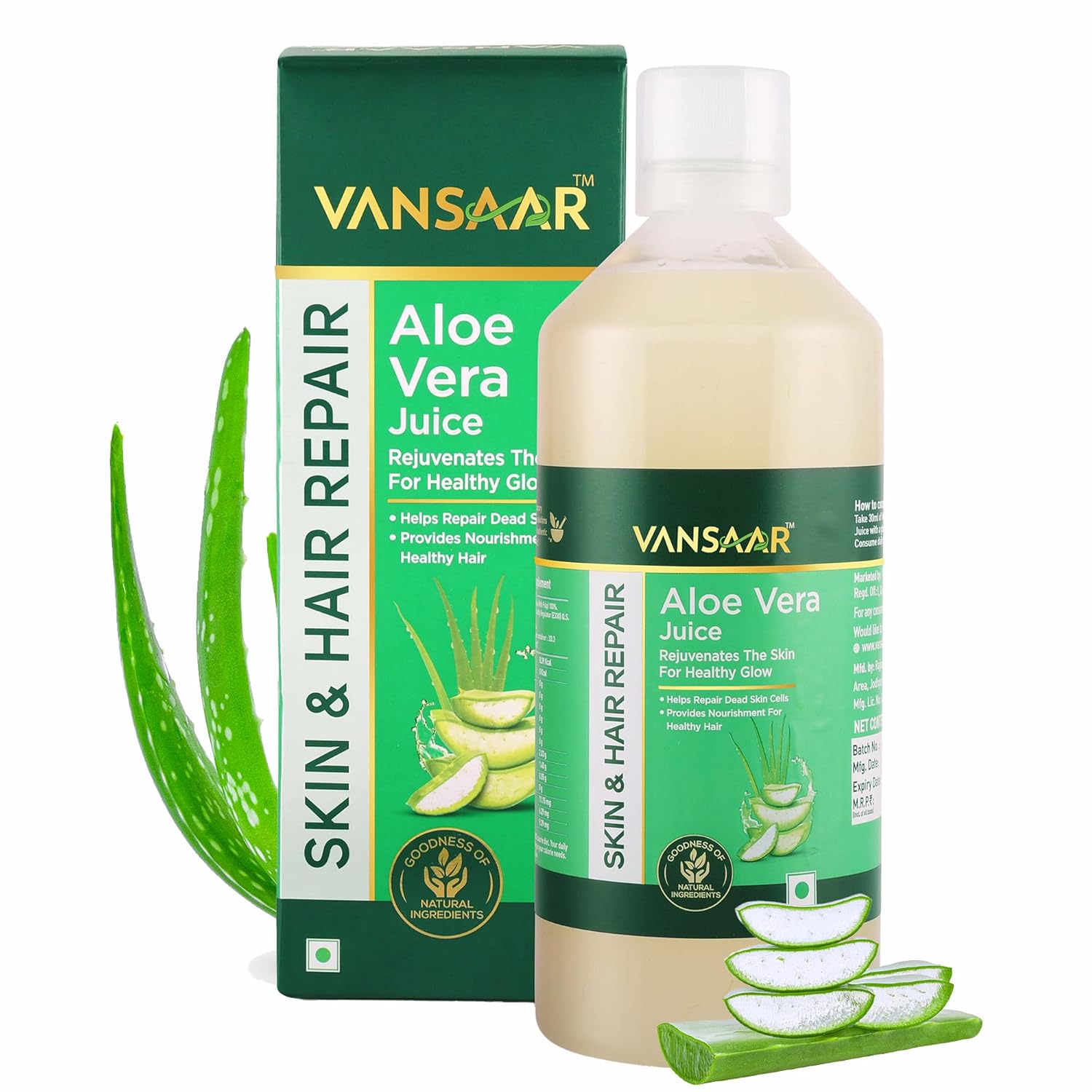 

Vansaar Aloe Vera Juice 1 L Natural Cold Pressed With Pulp For Skin Glow Hydration Hair Nourishment Daily Health Drink