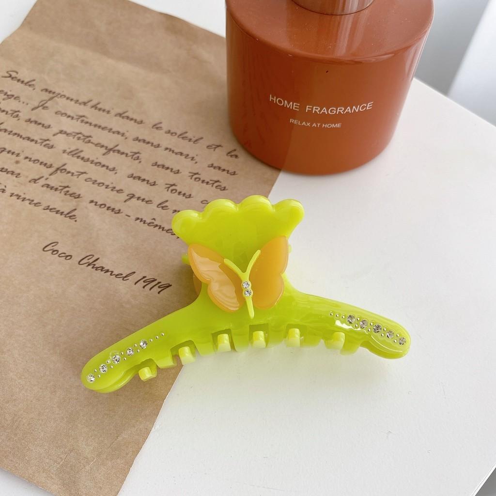 Stylish French Vintage Medium Hair Claw Clip Adorned With Gorgeous Rhinestone Flowers Butterfly9cm