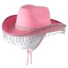 Pink West Cowboy Hat Western Cowgirl Women Girls Rhinestones Cowgirl Hat Carnival Party Cap West Costumes for Adults