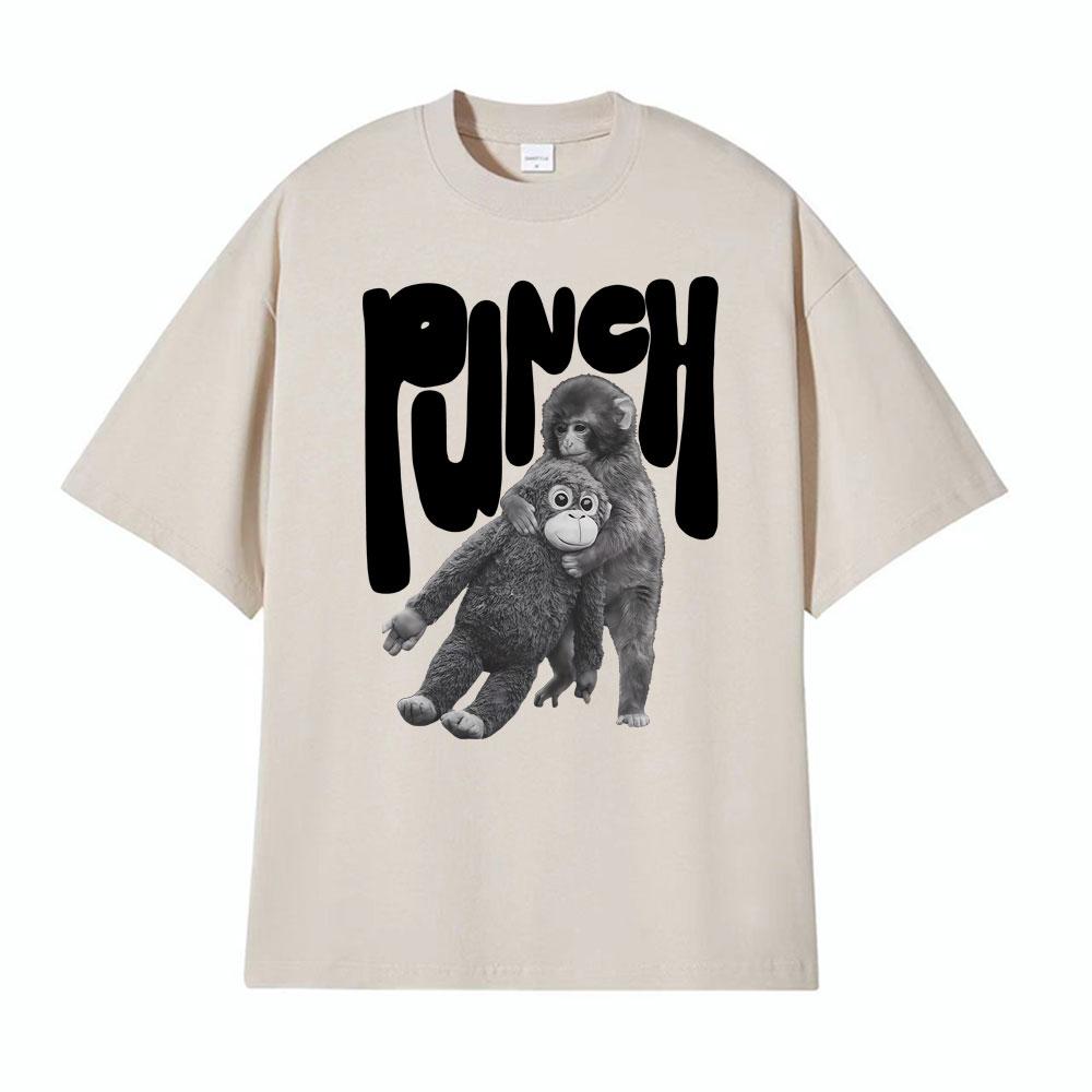 Punch The Monkey Vintage Style Graphic Tshirt Mens Clothing Summer Vintage Fashion T Shirt Tops 100 Cotton Oversized Tshirts