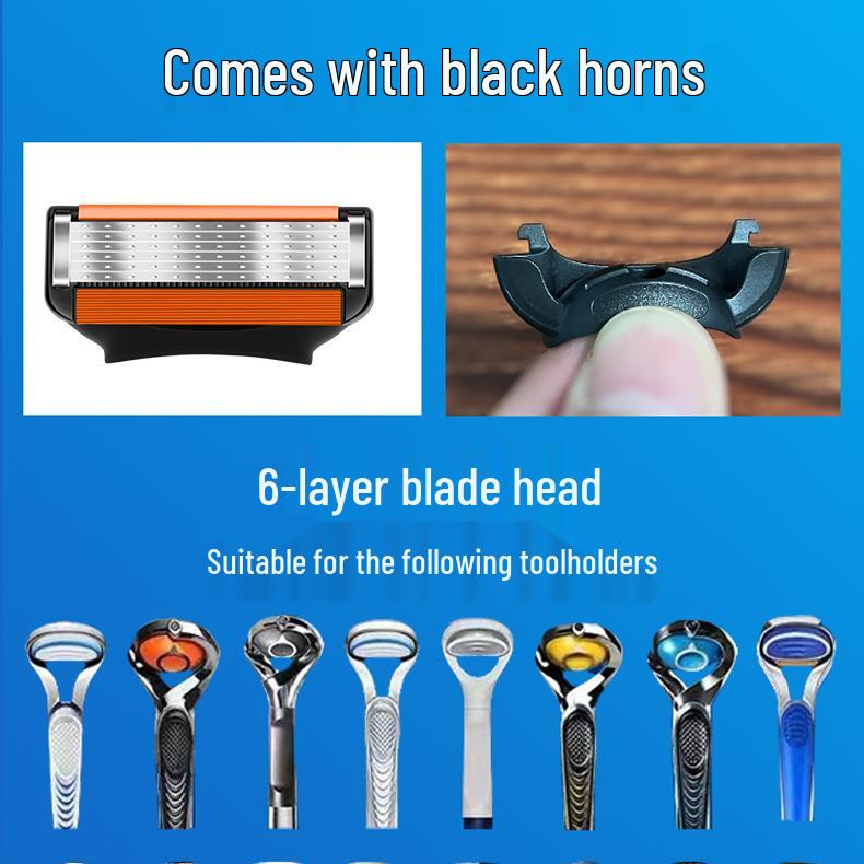 Universal 6-Layer Blade Head for 5-Layer Gillette Men's Manual Razors