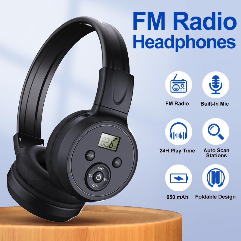 Headset Radio Headset Fm Charging Model with Storage Radio Headphone