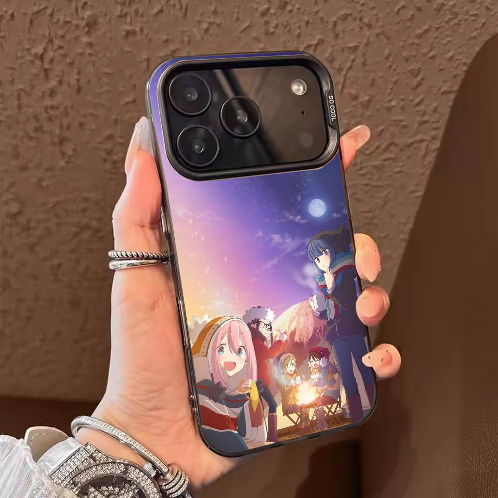 Y-Yuru C-Camp Anime Phone Case For iPhone 17,16,15,14,13,12,11,Pro Max,Plus Candy Silver Cover