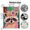 Pearl Painting DIY Kit Raccoon with Floral Crown Frameless Shiny Bead Canvas Creative Craft for Home Wall Decor Art Project Hobby Supplies