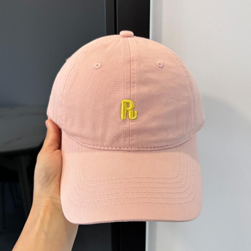 Letter Embroidery R Standard Four Seasons Soft Top Baseball Cap Women's Fashion Face Small Hat Neutral Simple Travel Cap