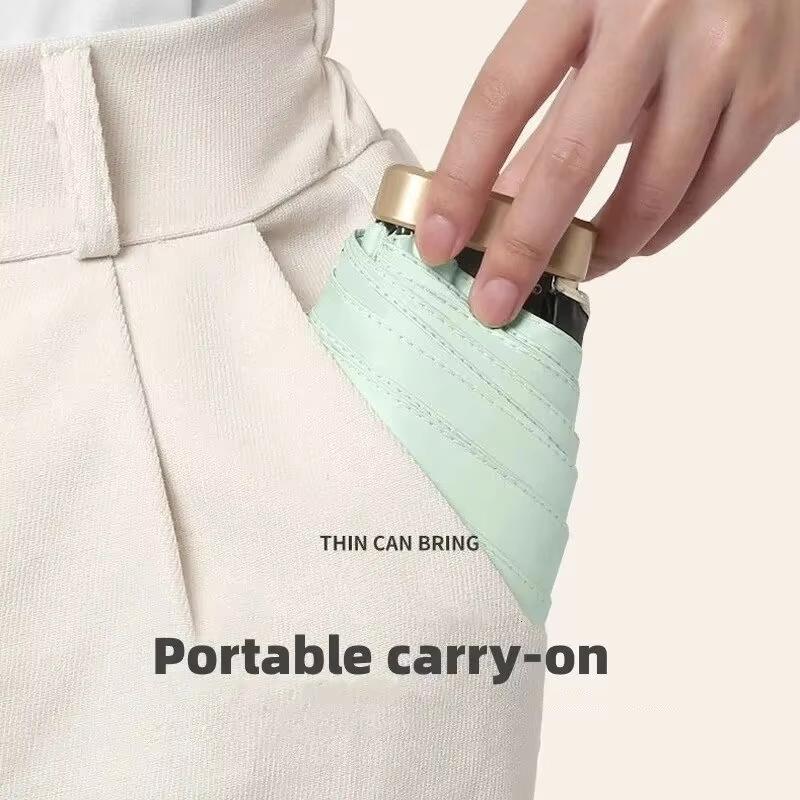 Small Pocket Rainproof Travel Umbrella Anti-UV Vinyl Folding Umbrella Parasol Mini Capsule Pocket Parasol Sun Umbrella