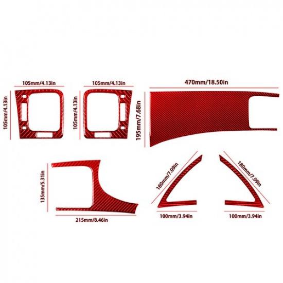 6Pcs Red Carbon Fiber Interior Dashboard Kit Cover Trim For Hyundai Azera