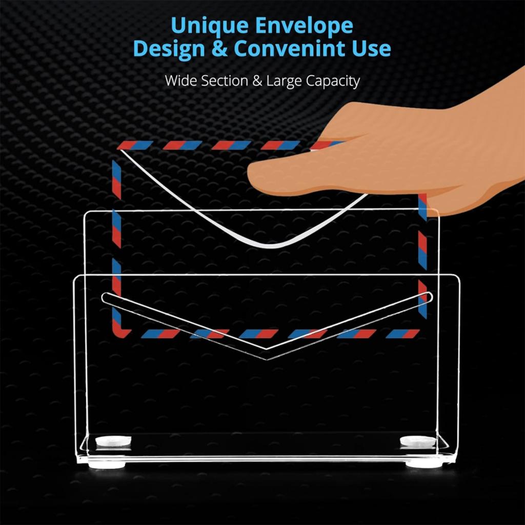 Acrylic Envelope Holder Clear Mail Postcard Organizer Rack Versatile Document Storage Countertop Magazine Shelf