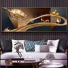 Modern Abstract Golden Wine Glass Boat Canvas Painting Posters and Prints Wall Picture for Living Room Home Decor No Frame