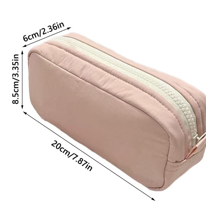 Simplicity Solid Color Pen Bag Zipper Design Large Capacity Pencil Case Portable Stationery Organizer Office Back To School