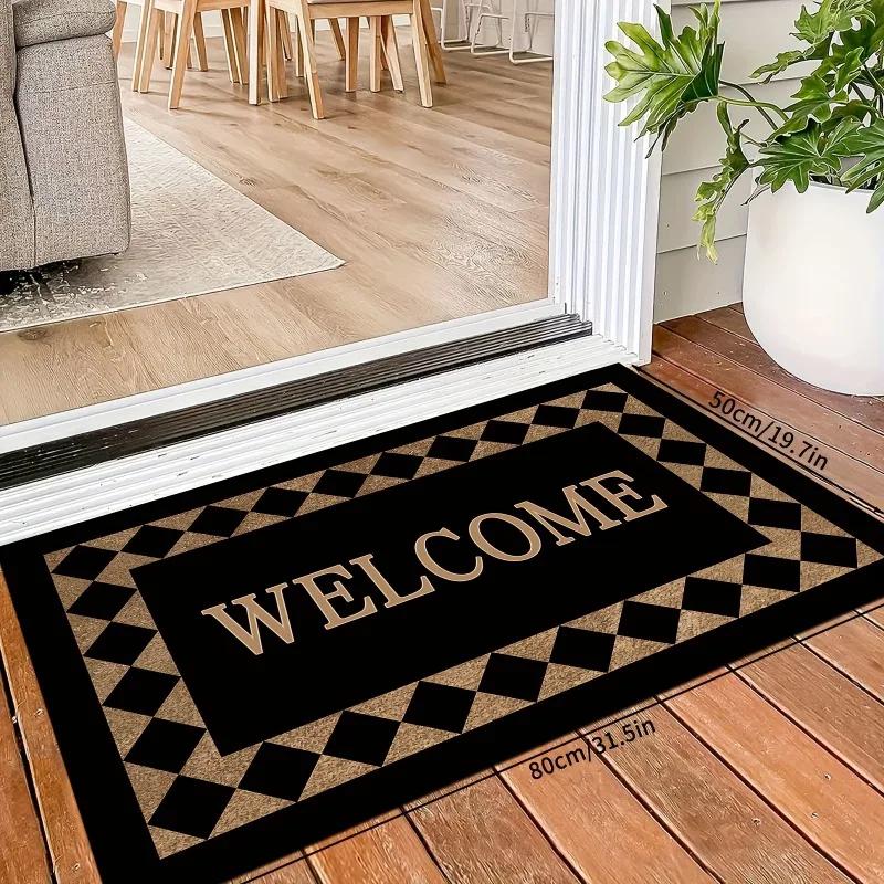 1pc Non-Slip Welcome Doormat - 100% Polyester Soft Durable Entryway Rug  Machine Washable Modern Home Decor with Fashion Comfort