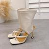 Summer Square Toe Heeled Sandals Feminine 2025 New Plus Size Clip-toe Stiletto Sandals