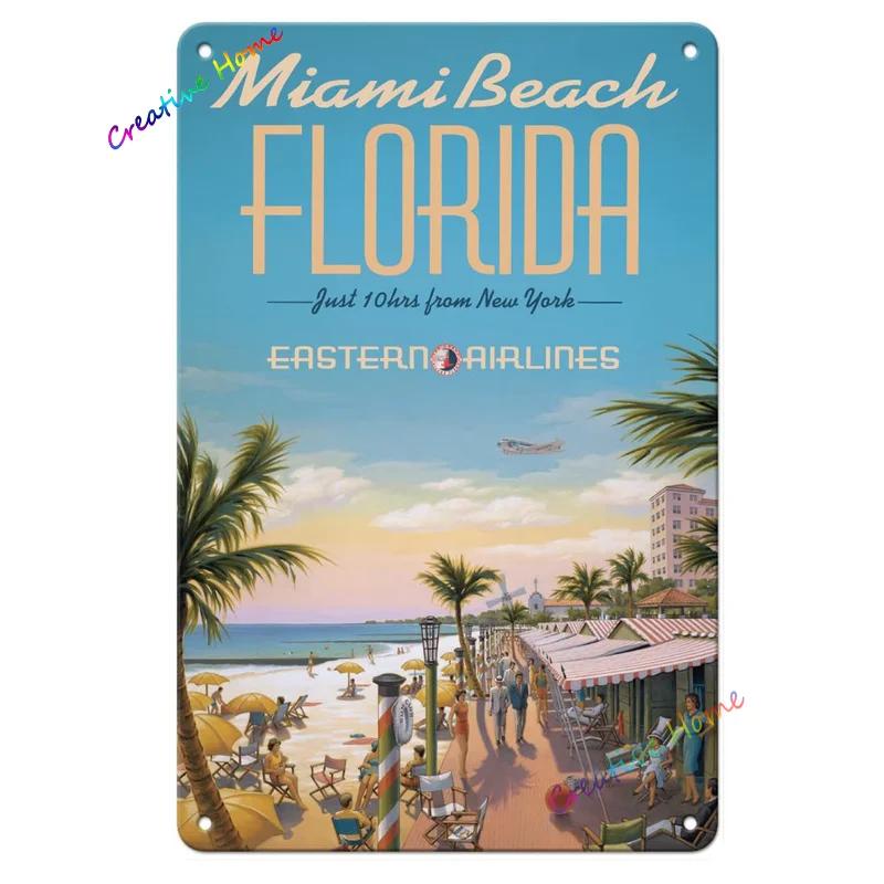 Metal Plaque Key West Southernmost Point Florida Poster Tin Sign Home Beach Club Club House Wall Decoration Retro Metal Plate