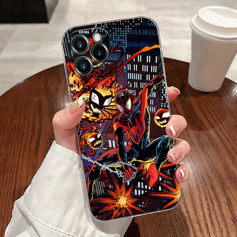Marvel Spiderman Transparent Phone Case For iPhone 17 Pro Max 17E 11 12 13 14 15 16 Pro Max 15 Plus 17 Air 16E 7 XS Soft Cover