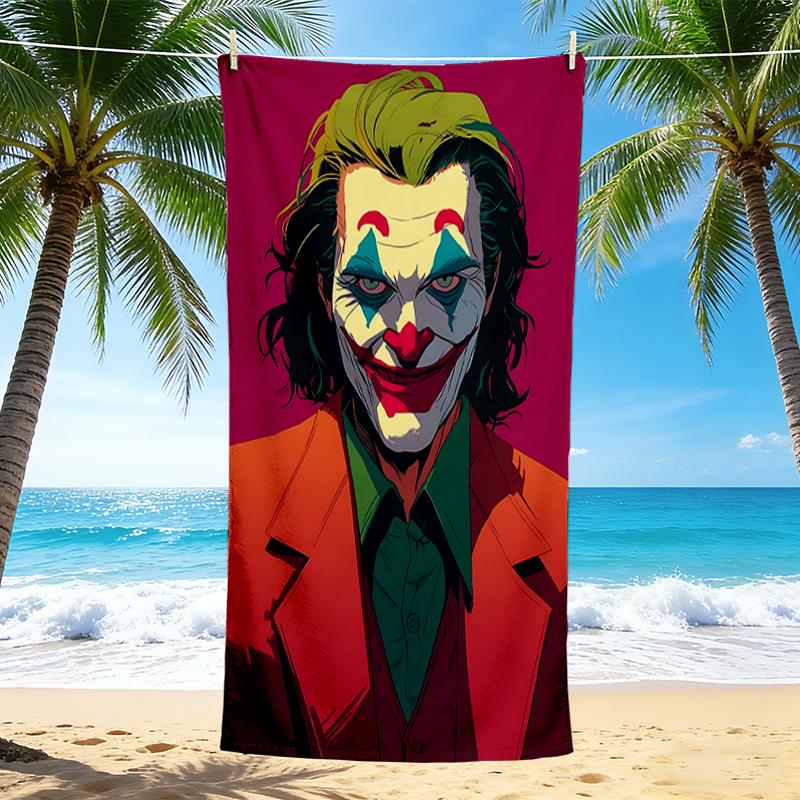 1Pc Joker'S Colorful Portrait Beach Towel, Quick Dry, Multi-Use for Beach Pool Gym Yoga Home Travel, Christmas, Halloween, Xmas Gift Em92924