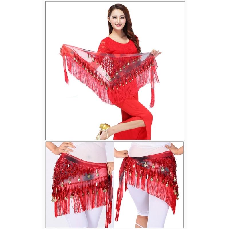 Sparkling Belly Dance Costume Waist Belt Chiffion Scarf with Blingbling Sequins Stage Dancing Shows Sequins Practicing