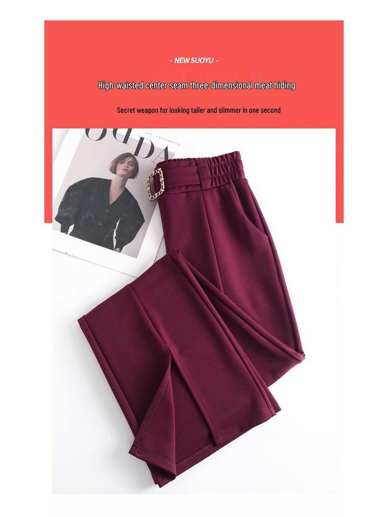 Women's High-Waisted Split Flare Suit Pants – Slimming, Casual, Versatile, Draping, Stretchy Wide-Leg Pants