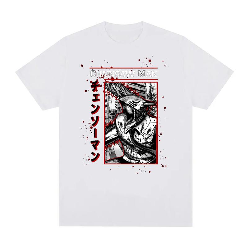 Japanese Anime Chainsaw Man T-shirts 100% Cotton Unisex Tees  EU Size  Manga Graphic Print Short-Sleeve Harajuku Tops