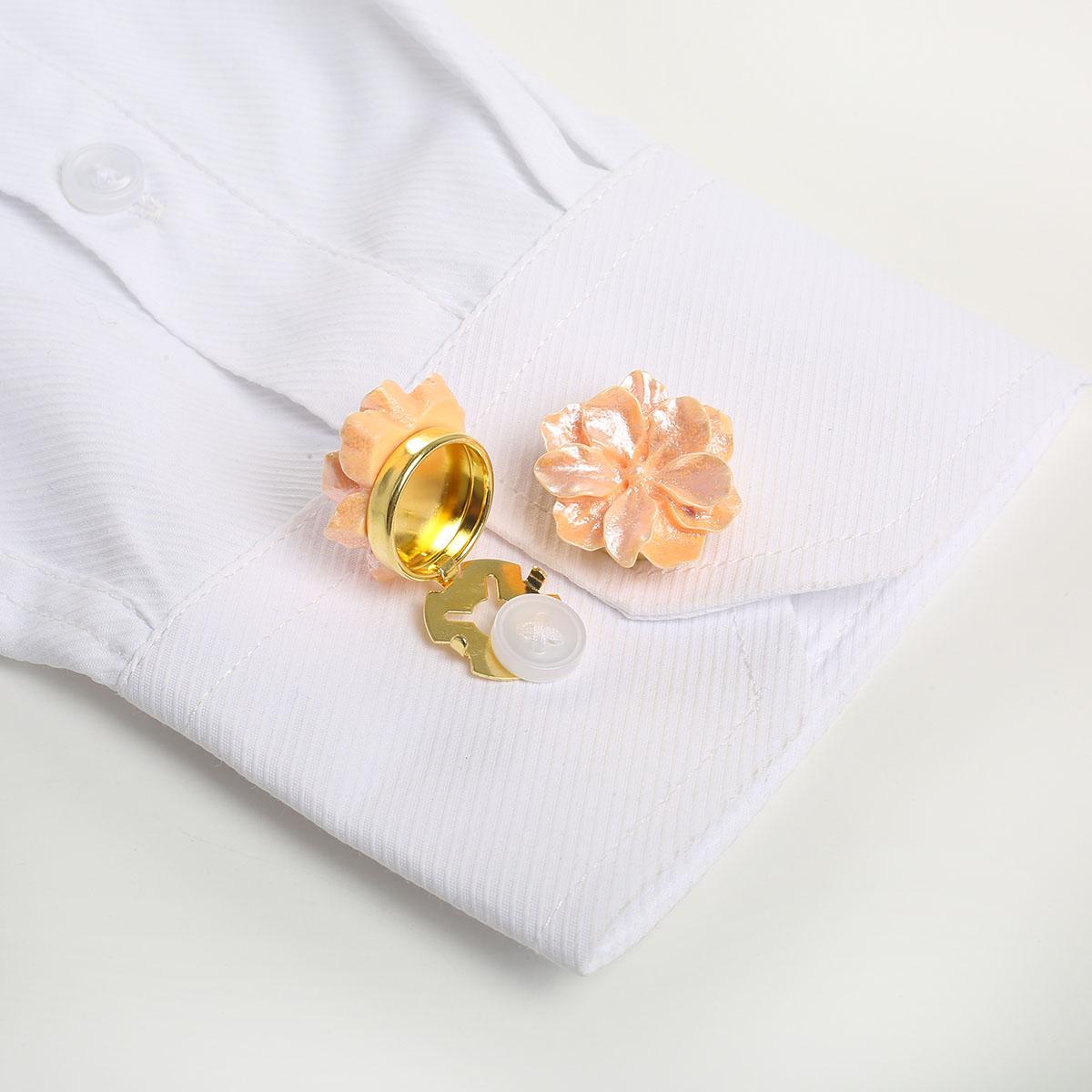 

2 шт./компл. Цветы запонки пуговицы крышка на рубашку милый элегантный гардения пуговицы зажим подходит для смокинга рубашка украшение одежды оранжевый