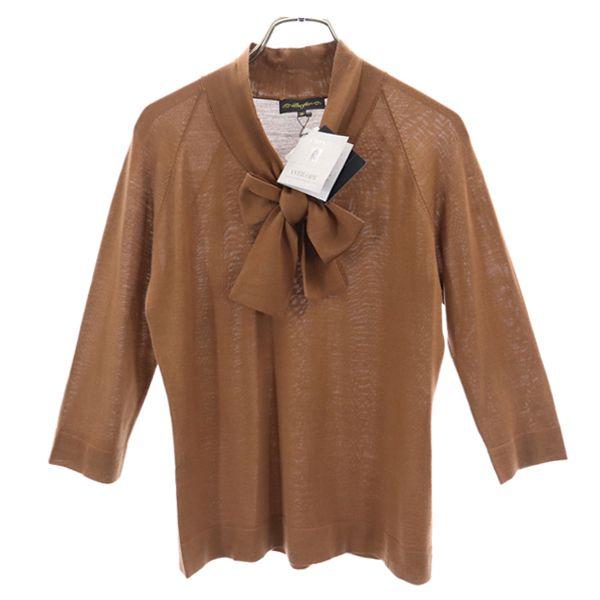 

unused Lurifier wool 7 minutes sleeve Bow tie sweater 38 Knit with tag Women Used