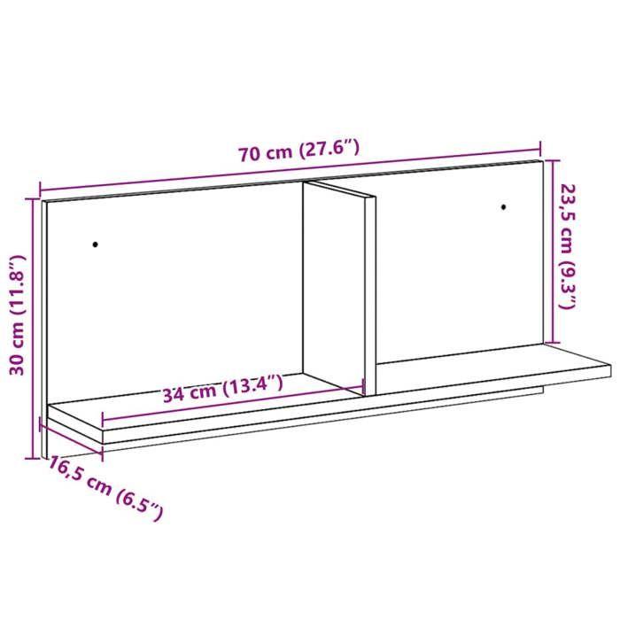 VidaXL Armoire murale 70x16,5x30 cm chêne marron bois d'ingénierie 854856