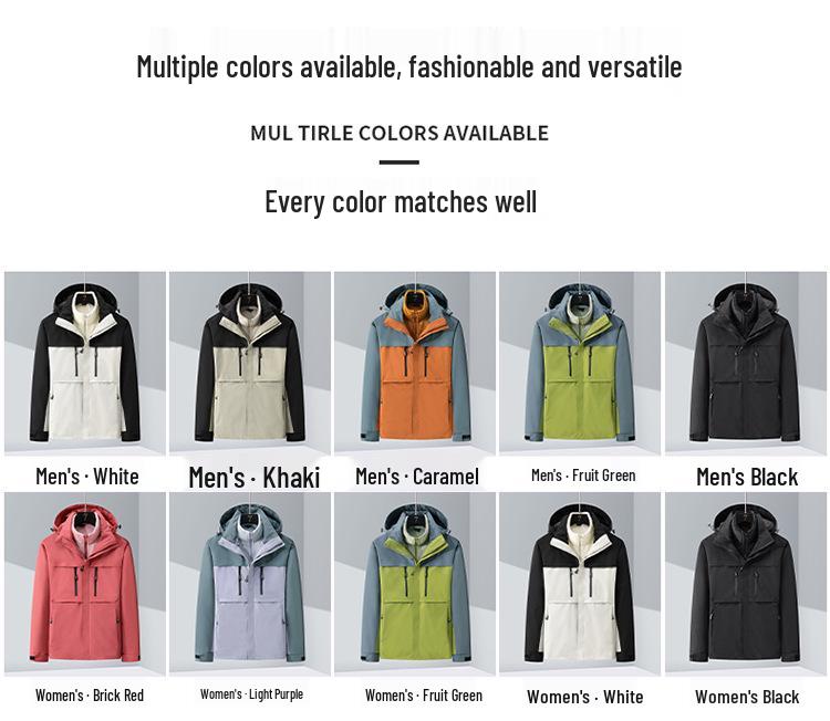 Three-in-One Outdoor Jacket: Fleece Liner, Waterproof, Windproof, Custom Logo