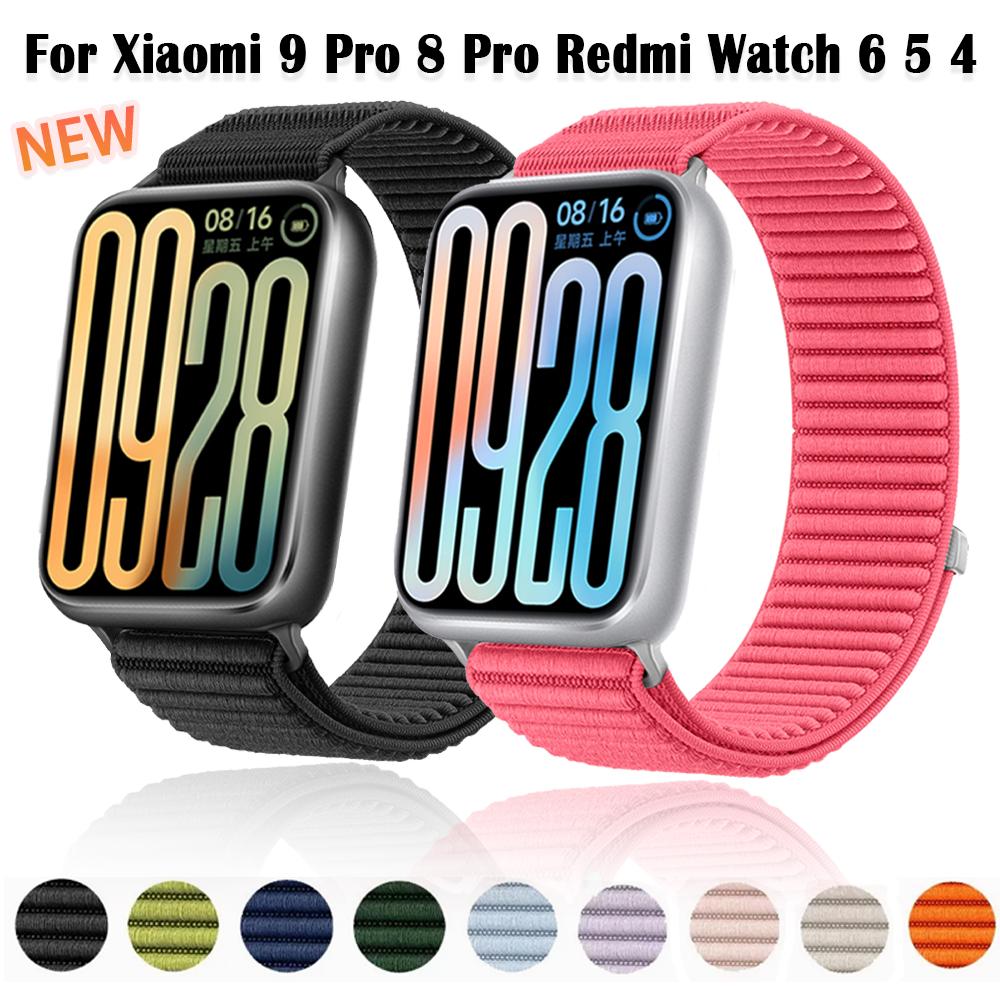 Metal Head Nylon Braided Loop Strap for Xiaomi Mi Band 9 Pro 8 Pro Sport Breathable Bracelet for Redmi Watch 6 5 4 Band Accessories