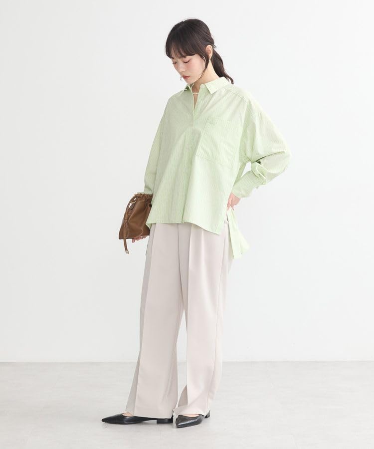 Surochemise décontractée à rayures et fentes latérales Earth Music Ecology pour Jaune et Femme,