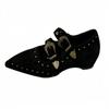 Innenmode Niet spitze Gürtelschnalle Mary Jane Schuhe Damen 2025 neu retro vielseitig einzelne Schuhe