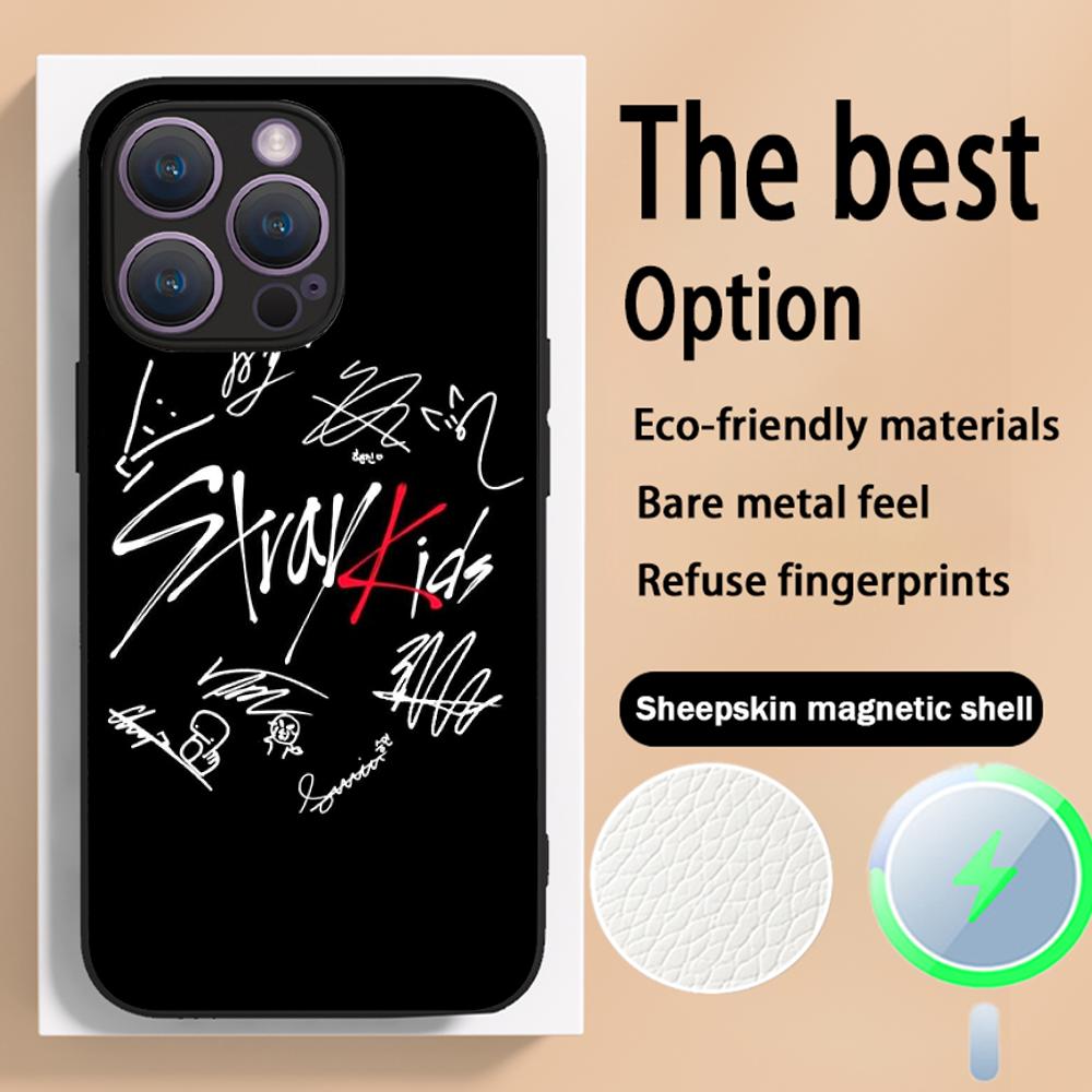 S-str-ay Coo kidEs Poster Design Phone Case For iPhone 16 15 14 13 12 11 Plus Pro Max High-end Luxury Magsafe Sheepskin