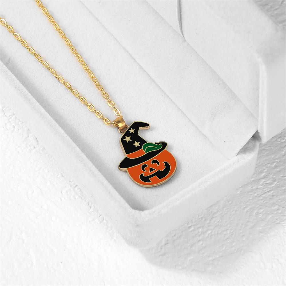 

Cartoon Halloween Pumpkin Pendant Necklaces Punk Cute Alloy Chain with Lobster Clasp Fashion Party Jewelry Gifts for Friends Men