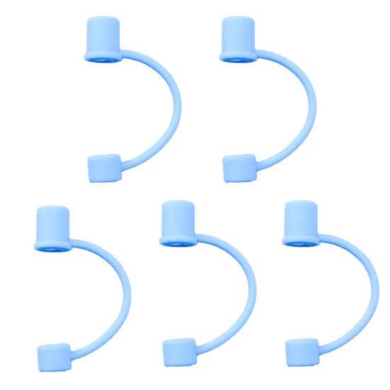 5Pcs Silicone Straw Cover for 8mm Large Diameter Straws Toppers U-Shaped Lanyard Straw Lid Dust-Proof Reusable Straw Protector for Glass Stainless