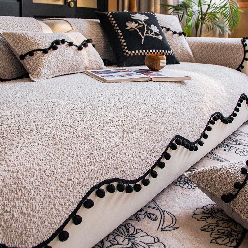 New Special-Shaped Sofa Cushion, High-End Mid-Ancient Style Skirt, Light Luxury Non-Slip Living Room, Straight Row Sofa Seat Cushion