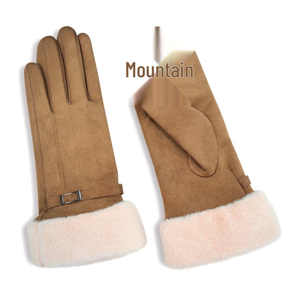 Women's Winter Warm Fleece-Lined Gloves: Thick, Fashionable, Touchscreen, Windproof, Cold-Resistant for Autumn/Winter Driving & Cycling