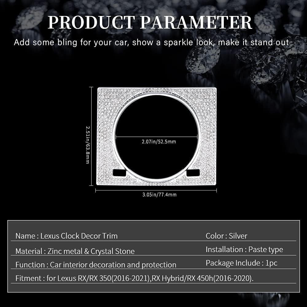 LECART Applicable to Lexus Car Accessories RX 350 450h Mixed Shiny Clock Decorative Cover Decoration RX Stickers Metal Car Interior Decoration Women