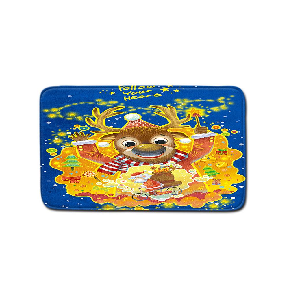 Christmas Shower Curtain Floor Mat Combination Four-Piece Set Bathroom Toilet Carpet Shower Room Mat Foot Mat