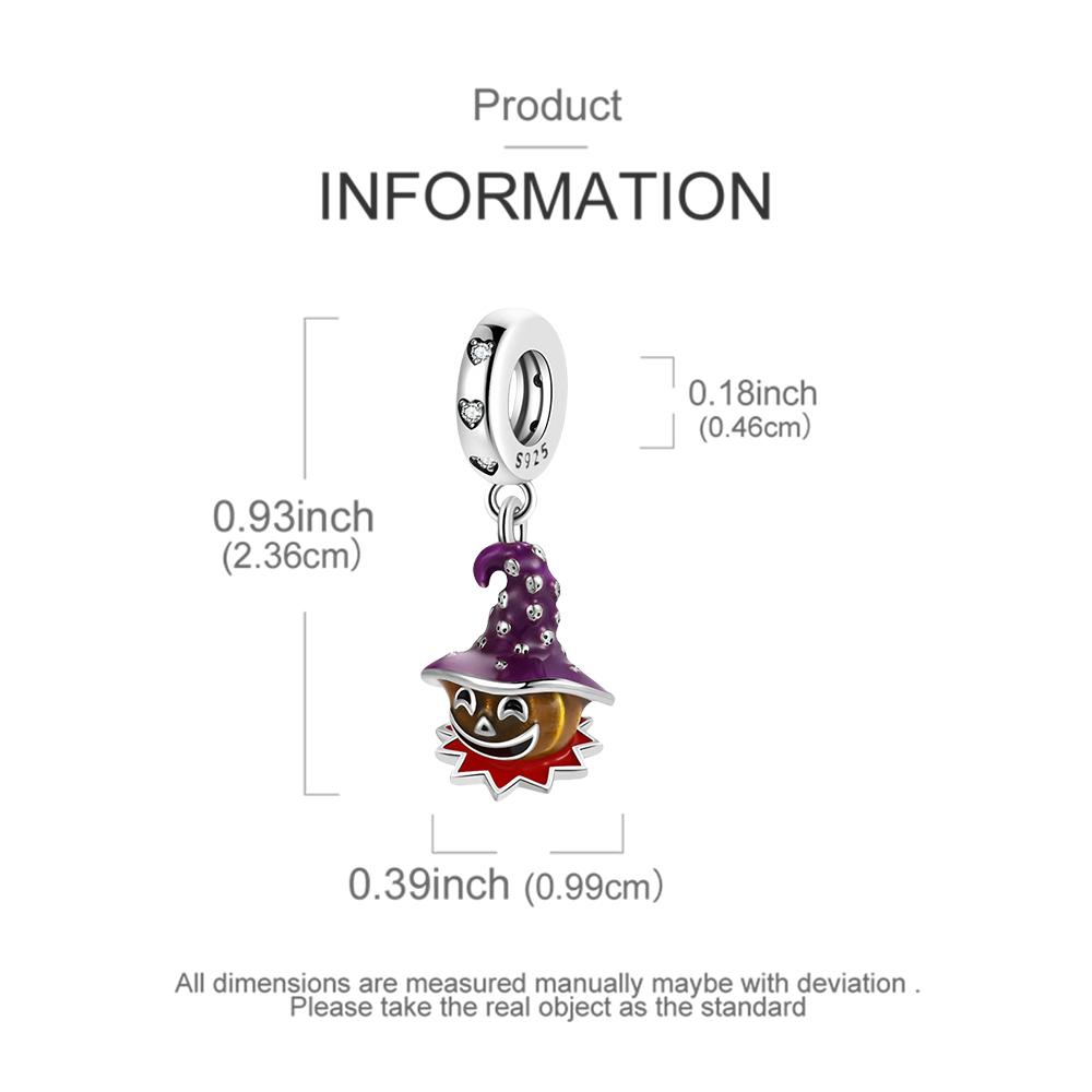 Halloween Copper Cute Emit Light Magic Hat Pumpkin Pendant Beads Fit Charms Bracelet For Jewelry Making Women Gifts