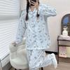 "Cute Dog Dachshund" ins cartoon spring and autumn striped pajamas women's cardigan long-sleeved loungewear autumn and winter suit