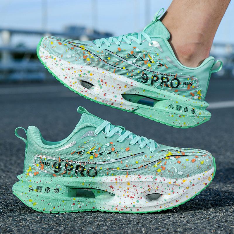 Adidași cu amortizare pentru bărbați Pantofi Cool Glow in the Dark cu șireturi Ușori Anti-alunecare Pantofi de alergare Pantofi sport de toamnă pentru femei