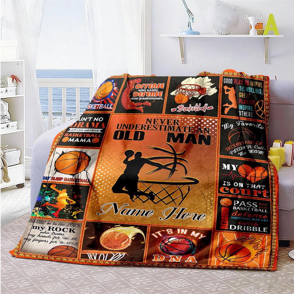 Basketball Personalized Text Blanket Multi-purpose Customizable Blanket Durable Comfort Throw For Home Decor Bed Couch Chair Four Seasons Universal