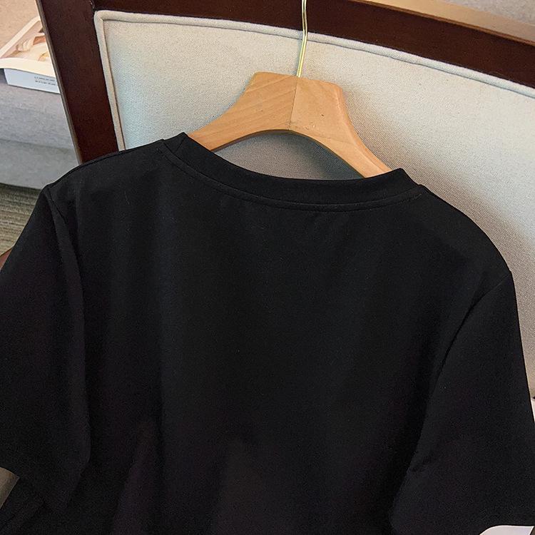 2026 Summer Plus Size Women's Solid Color Slimming Short Sleeve Top - Round Neck, Loose Fit