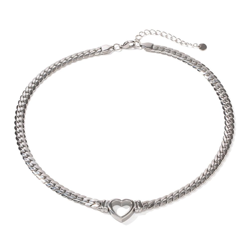 Stainless Steel Gold Silver Color Heart Shaped Necklace for Women Valentine's Day Fashion Snake Bone Chain Necklace Jewelry Gift